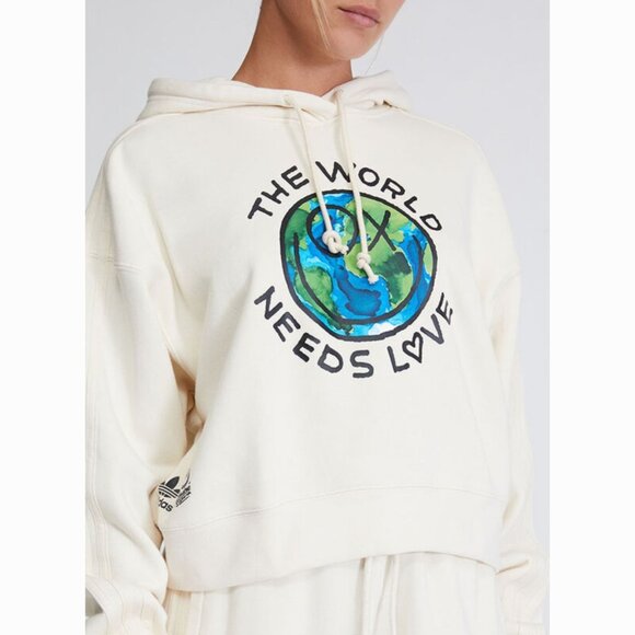 adidas Tops - Adidas Originals x Andre Saraiva “The World Needs Love” Cropped Cotton Hoodie XS